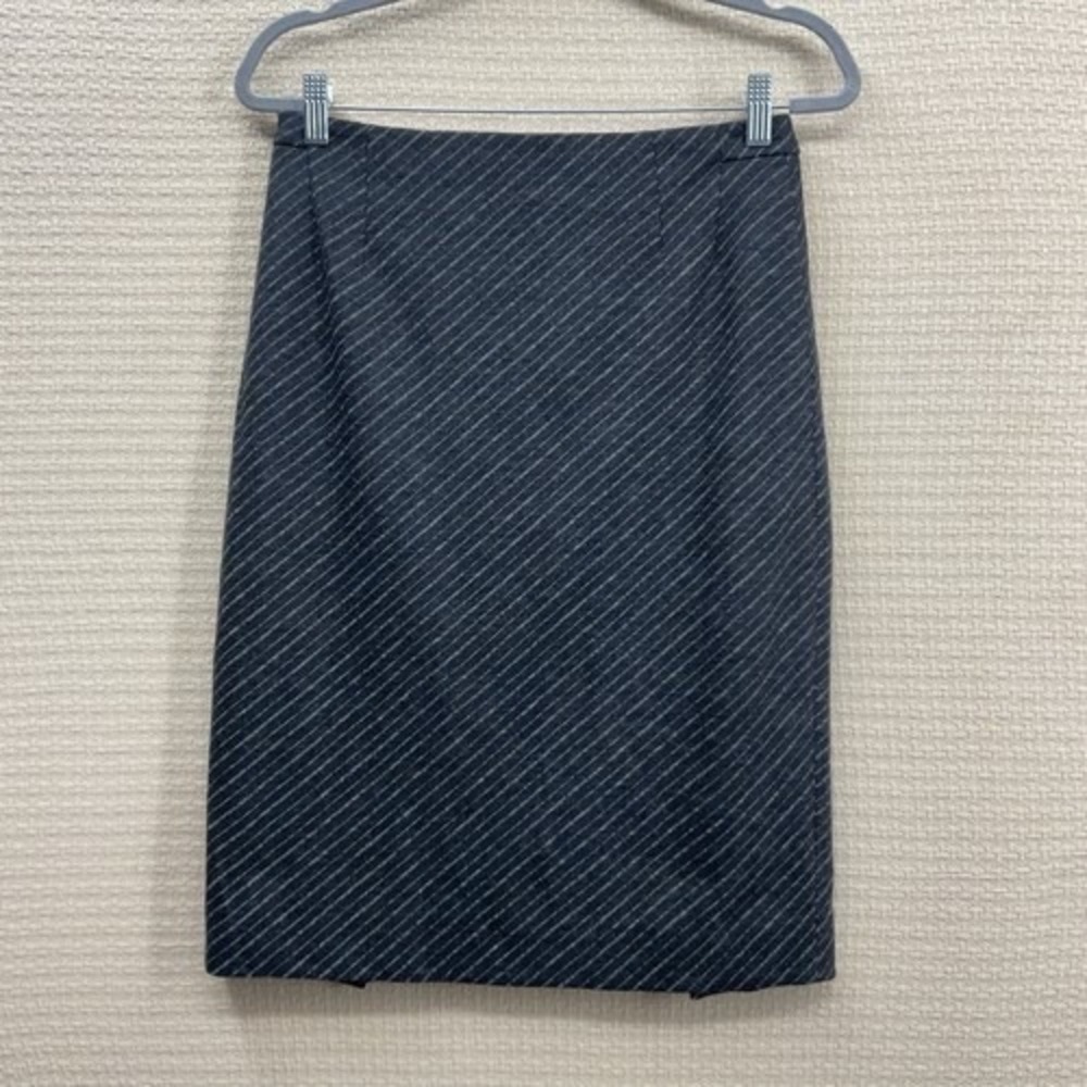 MM. Lafleur Striped Gray Pencil Career Business Skirt Women‎ 8 USA Wool/Cotton